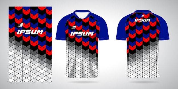 blue red black white shirt sports jersey template for team uniforms and Soccer