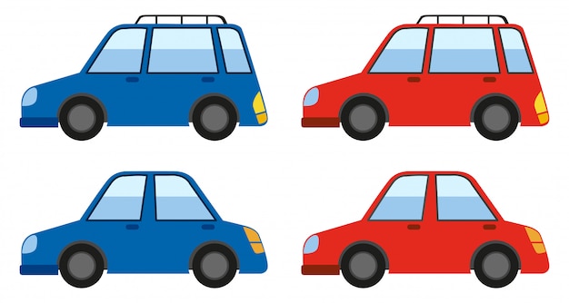 Blue and red cars