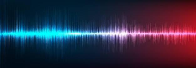 Blue and Red Digital Sound Wave Background, technology and earthquake wave concept