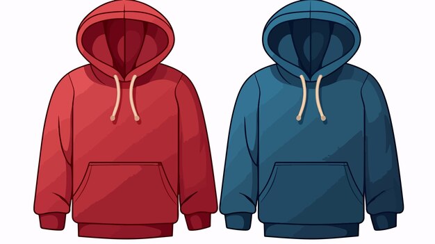 Vector blue and red hoodie with hood for warm clothing set