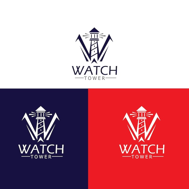 a blue and red logo for watch tower