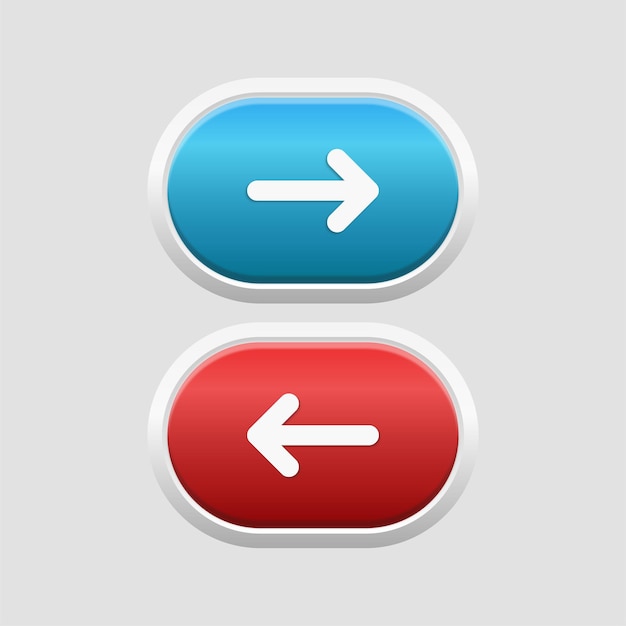 blue and red next previous button with left right arrow