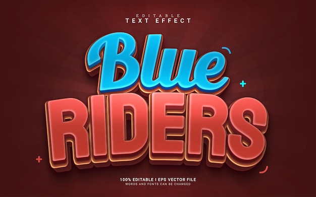 Blue riders cartoon 3d style text effect