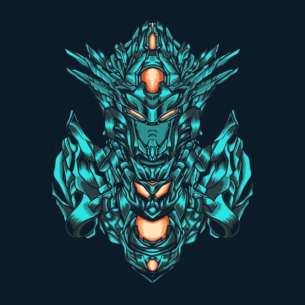 Blue robot fighter illustration