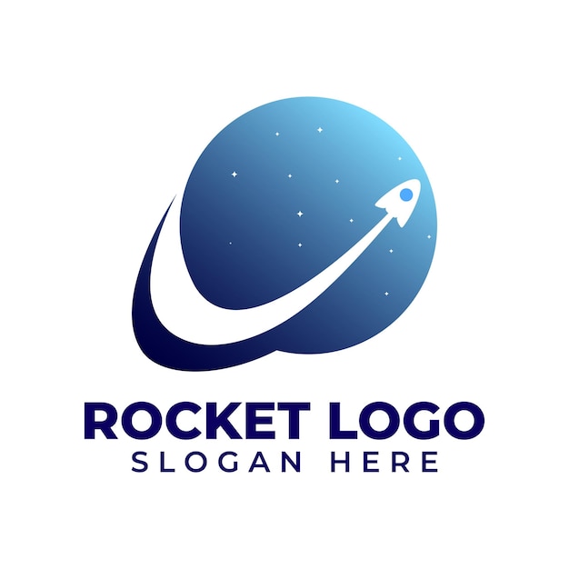 Blue Rocket Logo Design Premium Vector