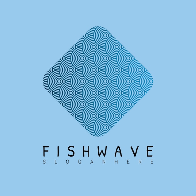 Blue Rounded Wave Logo Template