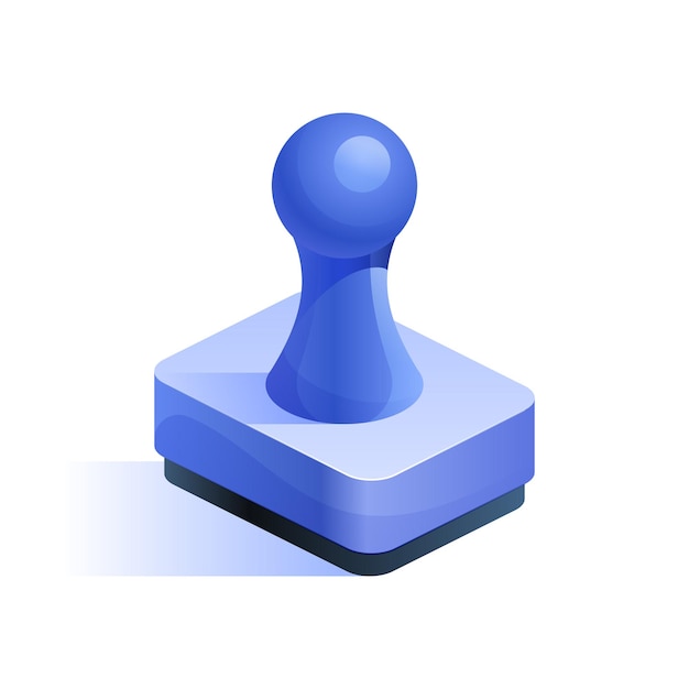 Blue rubber stamp icon in isometric view