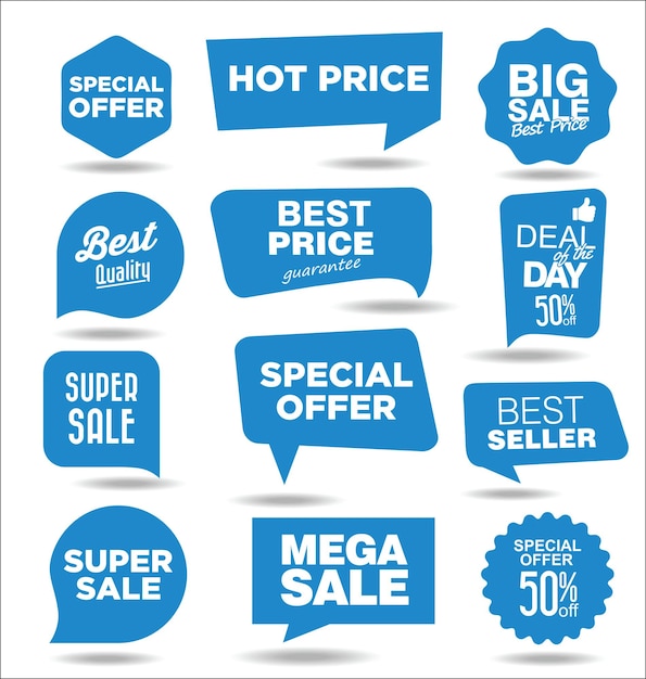 Blue sale concept discount promotion stickers