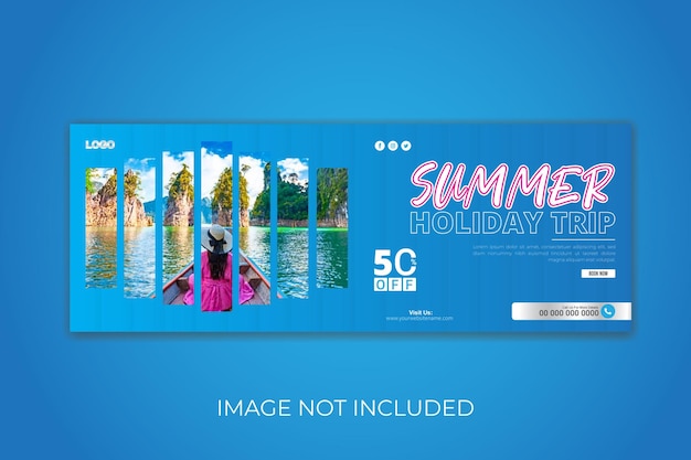 Vector a blue screen with a picture of a summer holiday