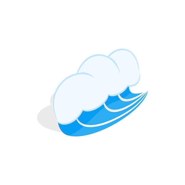 Blue sea wave icon in isometric 3d style on a white background