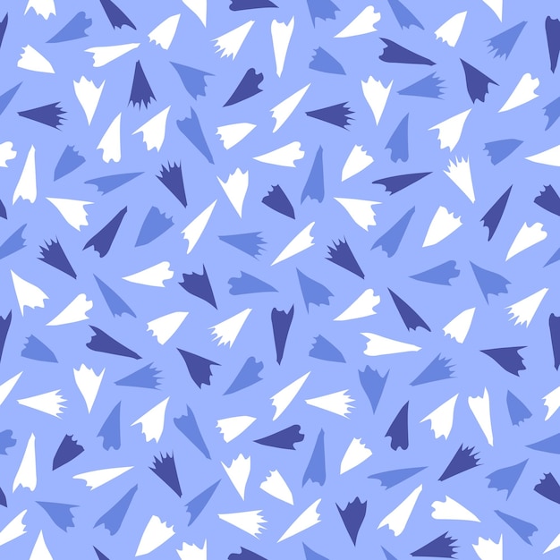 Blue seamless pattern of abstract spots or petals