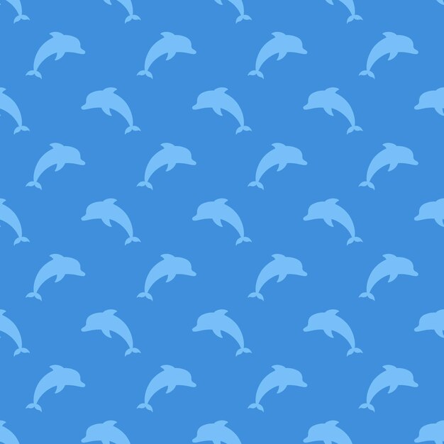 Blue seamless pattern with dolphins