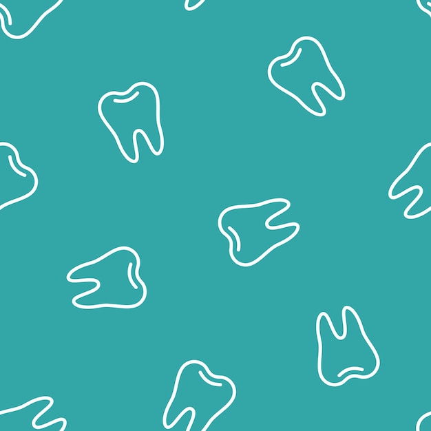 Blue seamless pattern with white outline teeth.