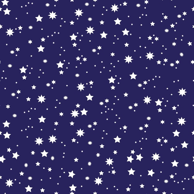 Blue seamless pattern with white stars