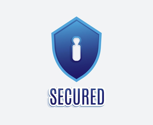 Blue Secured Logo badge with text and shield icon