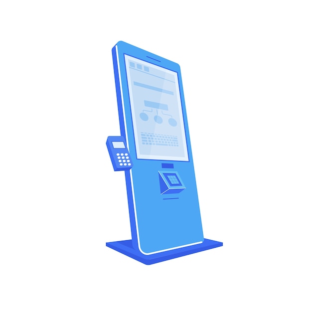 Blue self service kiosk flat color object