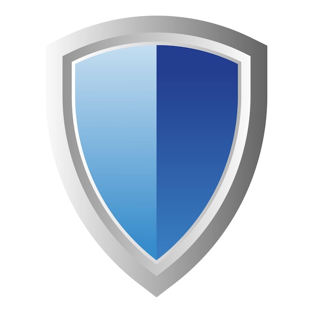 Blue shield protection sign on white background