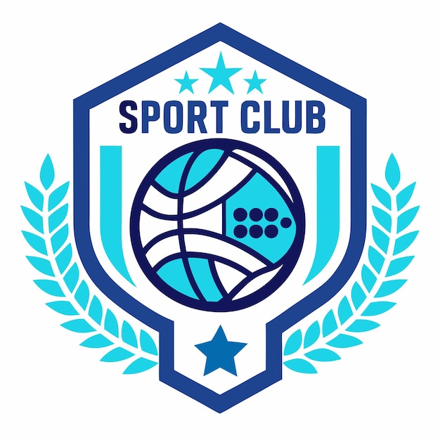 Vector a blue shield with a blue logo for sport club