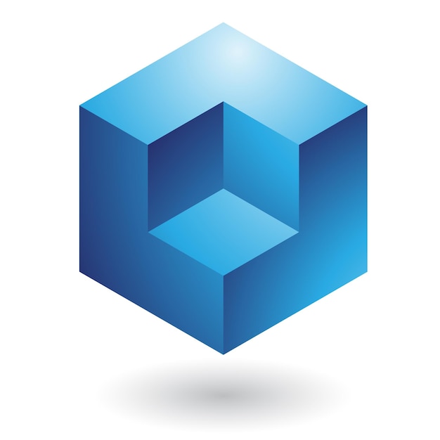 Blue Shiny Abstract Cube Logo Icon