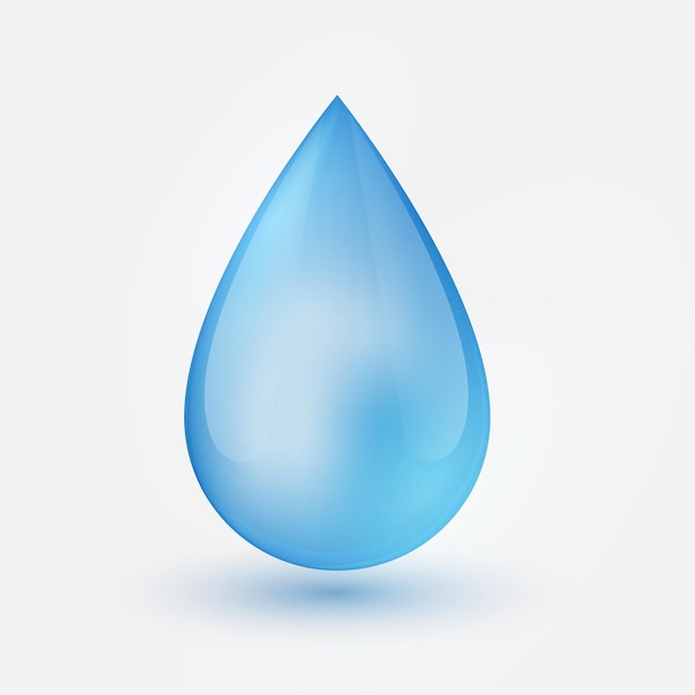 Blue shiny single water drop isolated on white background Vector illustration