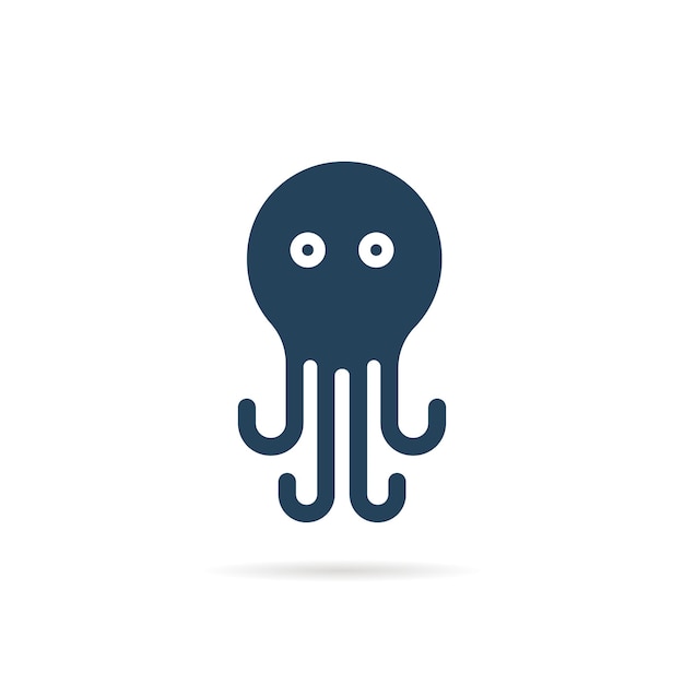 Blue simple octopus logo with shadow