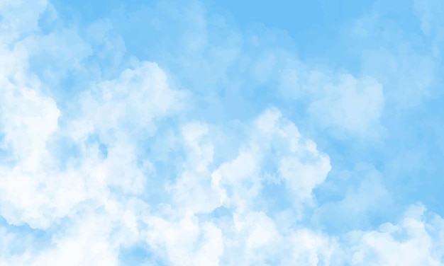 Blue sky and clouds watercolor background