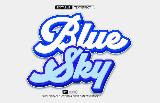 Blue Sky Editable Text Effect Vector 3d style