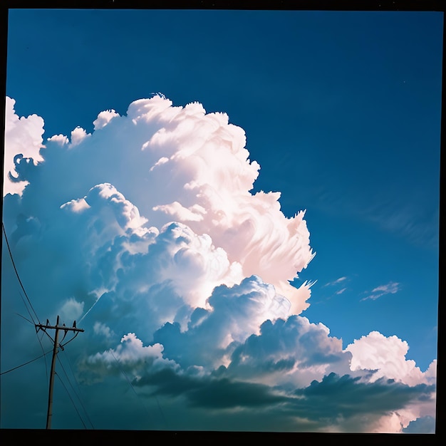 Vector blue sky with white clouds