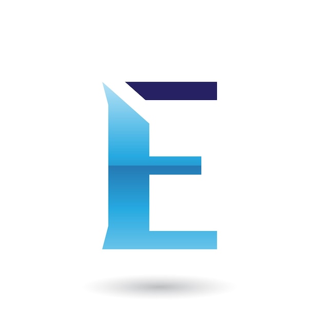 Blue Sliced Letter E Vector Illustration