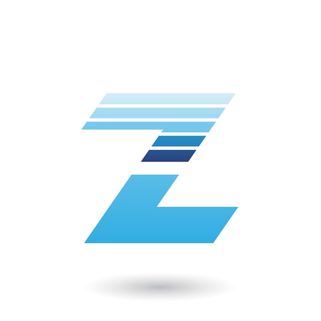 Blue Sliced Letter Z with Thick Horizontal Stripes Vector Illustration