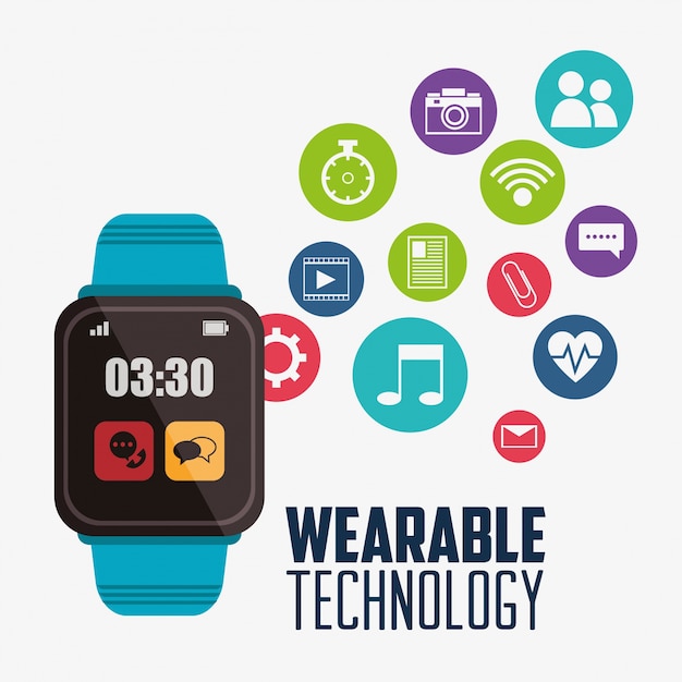 Blue smart watch wearable technology