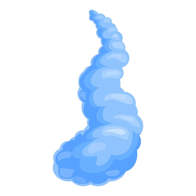 Vector blue smoke cartoon is rising up in spiral shape