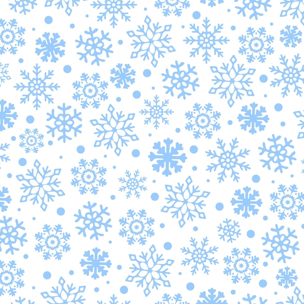 Blue Snowflakes on white background vector Seamless Pattern