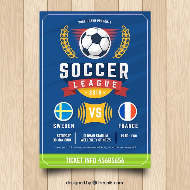 Blue soccer flyer template