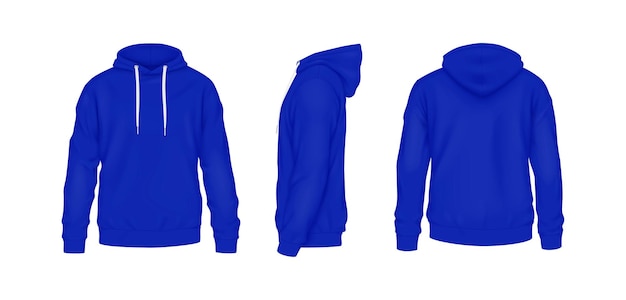 Blue soft hoodies with mockup design illustration set