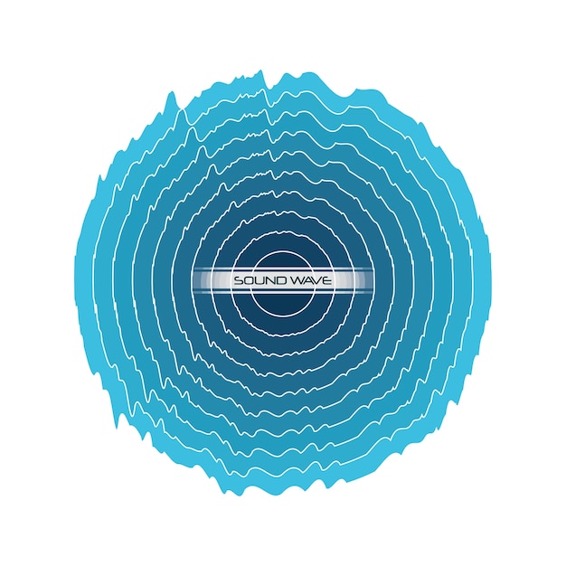 Vector blue sound wave in circle shape over white background