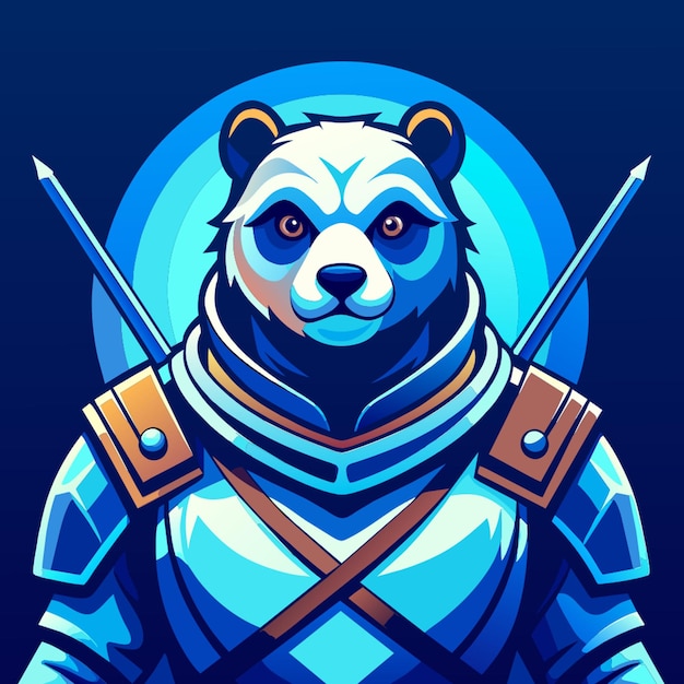 a blue space panda warrior modern minimalist iconic vector logo vector illustration flat 2