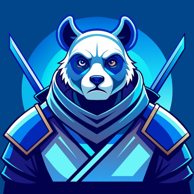 a blue space panda warrior modern minimalist iconic vector logo vector illustration flat 2