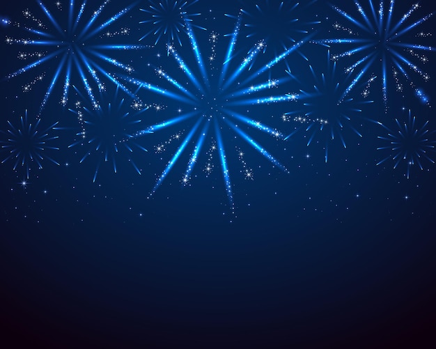 Blue sparkle fireworks on dark background illustration