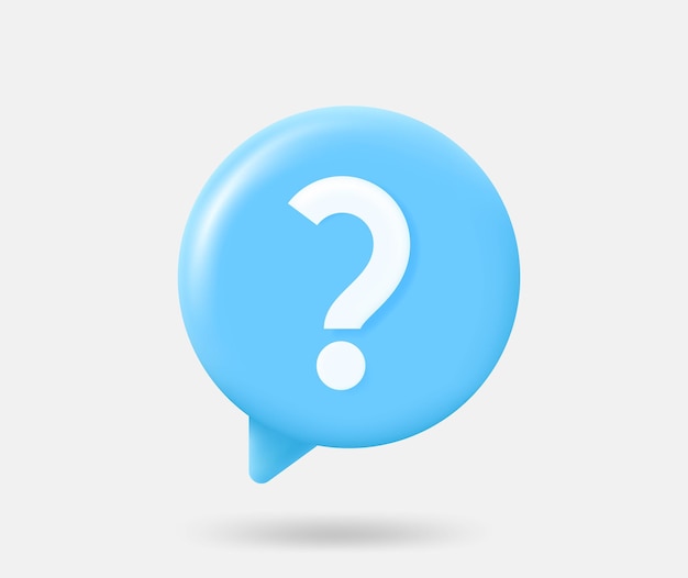 Blue speech cloud with question sign 3d vector isolated illustration