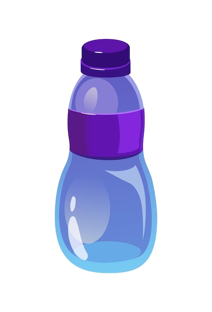 Vector blue sport water bottle with purple cap vector illustration isolated on white background flat vector illustration