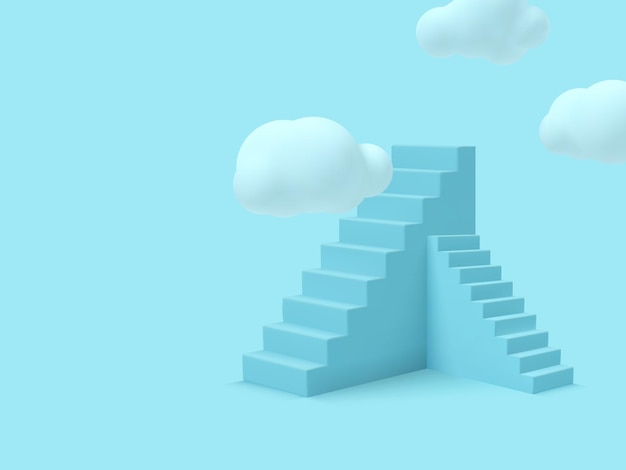 Blue stairs with clouds