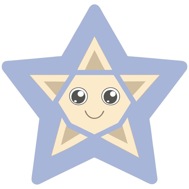 Vector a blue star with a smiling face is shown with a smiling face