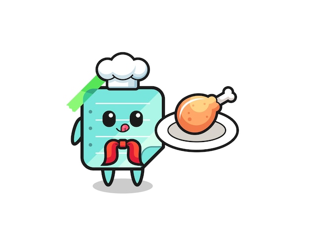 blue sticky notes fried chicken chef cartoon character
