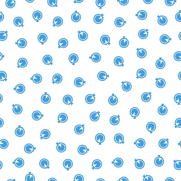 Blue stopwatch seamless pattern with white background.