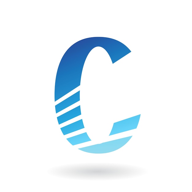 Blue Striped Slim Letter C Logo Icon