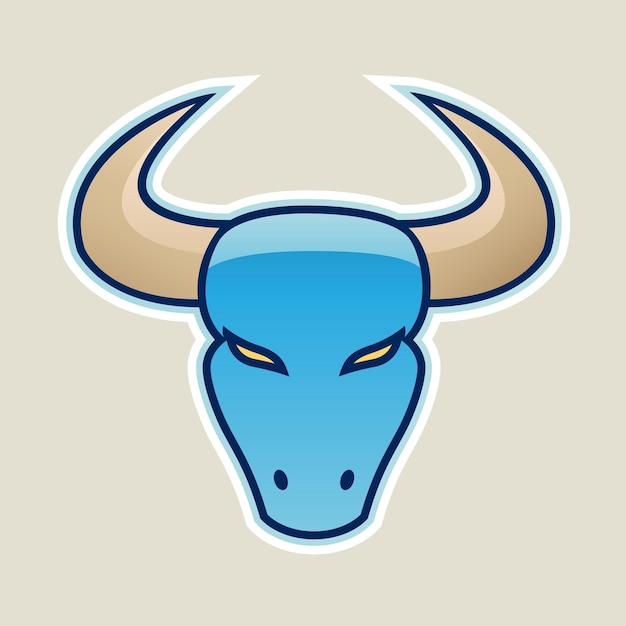 Blue Strong Bull Icon Vector Illustration