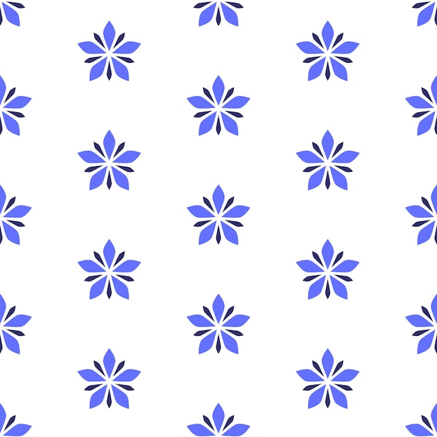 Blue stylized flowers on white background Vector seamless pattern