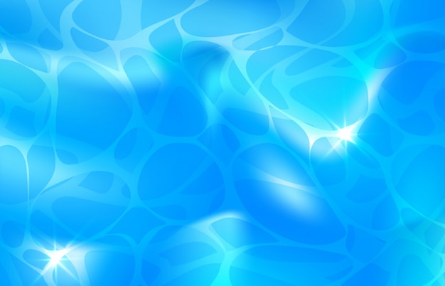 Blue summer water waves with reflections in swimming pool