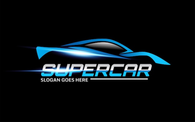 Blue super car vector logo template